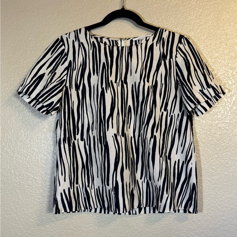 Trenery Zebra Print Short Sleeve Top
